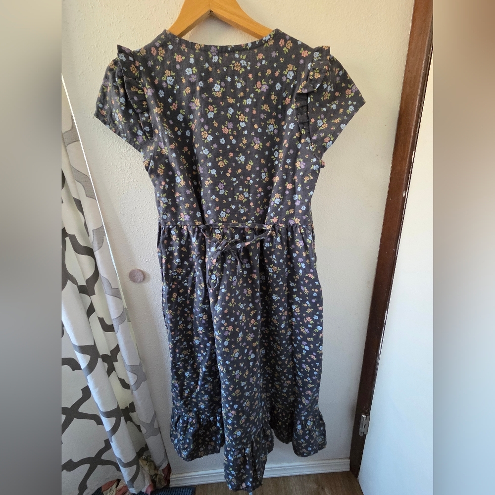Notperfectlinen Marquette ruffle dress in dusty floral - Linen Midi small - Picture 2 of 4